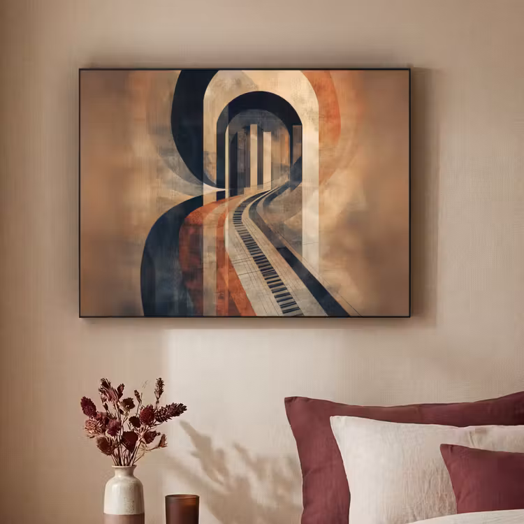 Piano - Toetsen - Abstract Textielframe - compleet frame klein -sfeer1