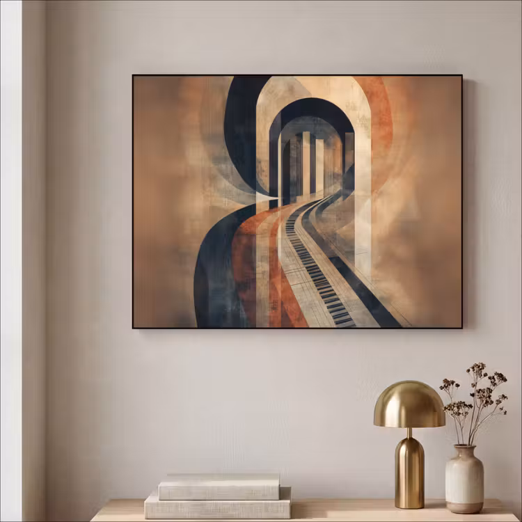 Piano - Toetsen - Abstract Textielframe - compleet frame klein -sfeer2