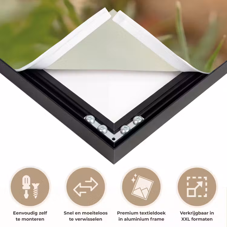 Pijltje - Eend - Natuur - Geel Textielframe zwart klein -USP_closeupNL