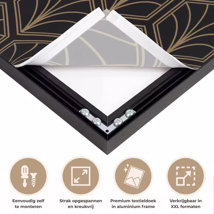 Pijlvorm - Waaier - Goud Textielframe zwart klein 947 -USP_feed_closeupNL
