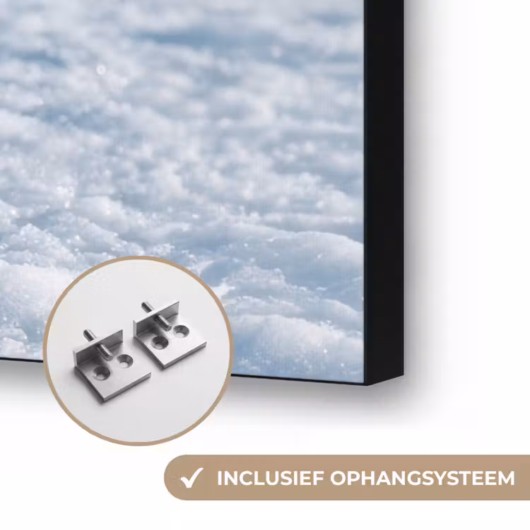Pinguïn - Sneeuw - Landschap - Wit Textielframe zwart klein -USP_ophangsysteemNL
