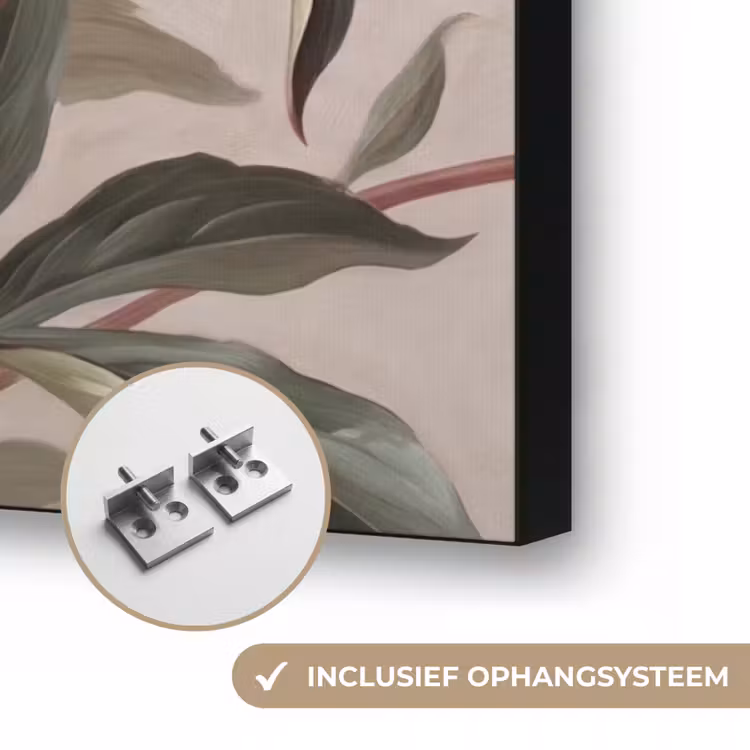 Pioenrozen - Boeket - Roze Textielframe zwart klein -USP_ophangsysteemNL