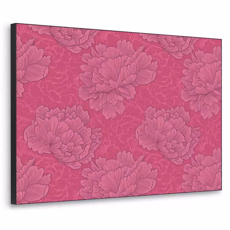 Pioenrozen - Energiek - Roze Textielframe zwart klein 947 -3d