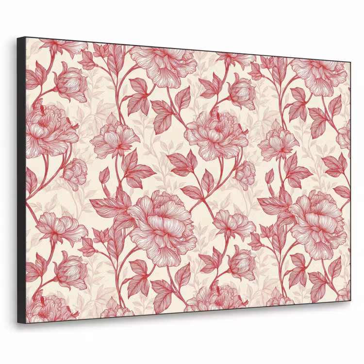 Pioenrozen - Modern -  Rood Textielframe zwart klein 947 -3d