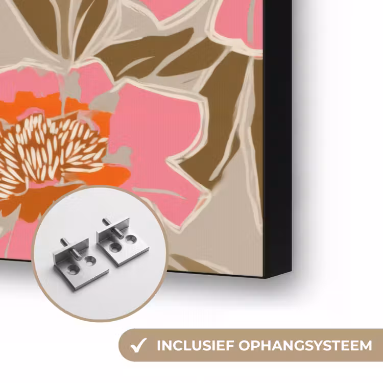 Pioenrozen - Patroon - Roze Textielframe zwart klein 947 -USP_ophangsysteemNL
