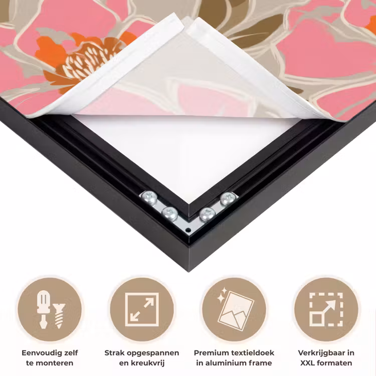 Pioenrozen - Patroon - Roze Textielframe zwart klein 947 -USP_feed_closeupNL