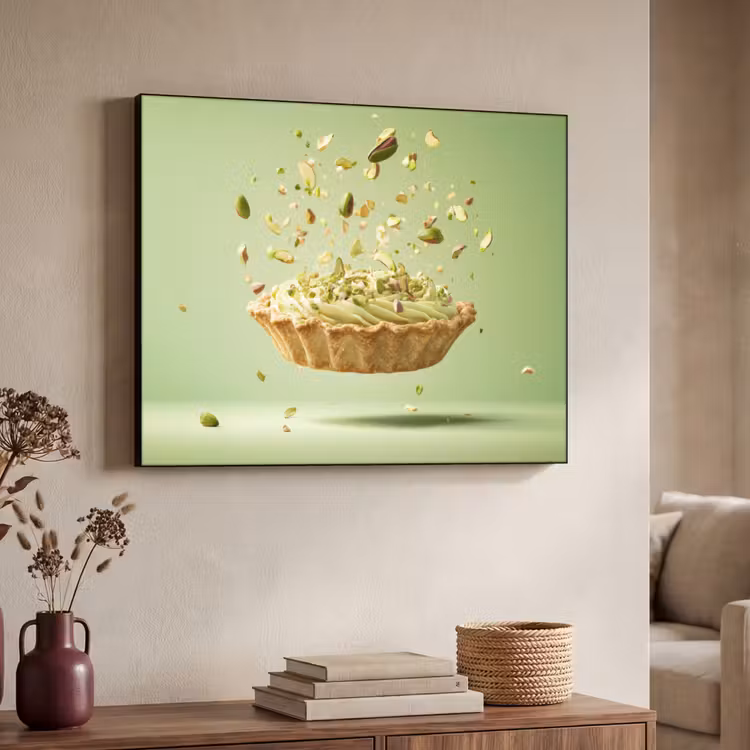 Pistache - Taart - Noten - Eten Textielframe - compleet frame klein -sfeer3