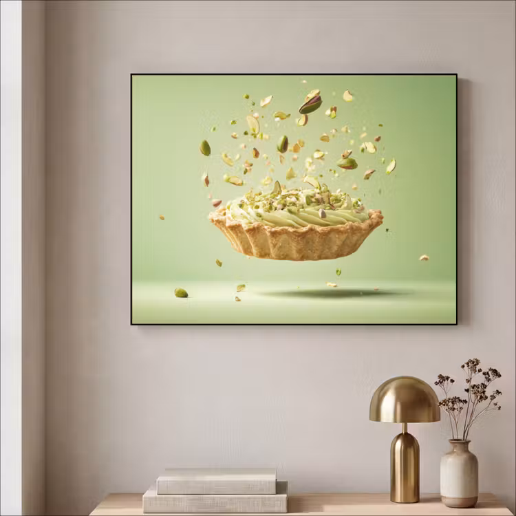 Pistache - Taart - Noten - Eten Textielframe - compleet frame klein -sfeer2