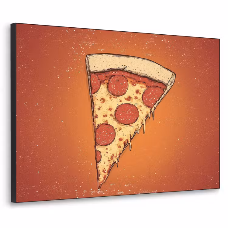 Pizza - Kaas - Rood - Pepperoni Textielframe - compleet frame klein -3d