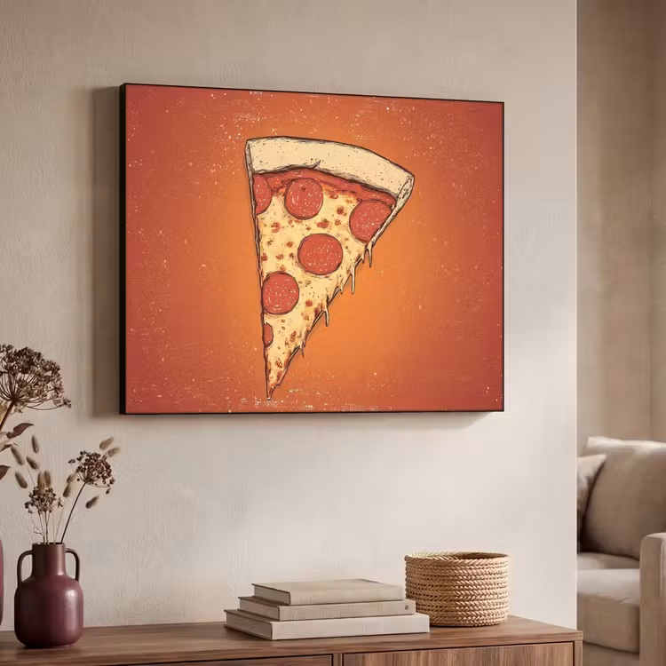 Pizza - Kaas - Rood - Pepperoni Textielframe - compleet frame klein -sfeer3