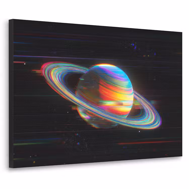 Planeet - Cirkel - Kleurrijk Textielframe zwart klein -3d