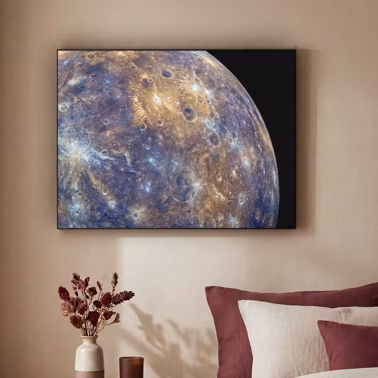 Art frame - Planeet - Kraters - Ruimte - Planeet - Kraters - Ruimte Textielframe zwart klein