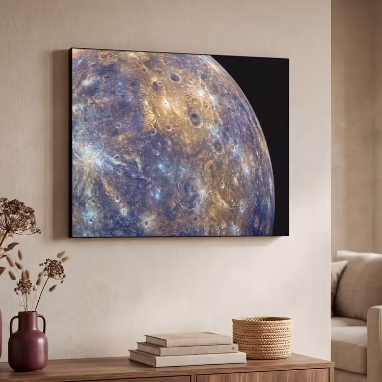 Art frame - Planeet - Kraters - Ruimte - Planeet - Kraters - Ruimte Textielframe zwart klein