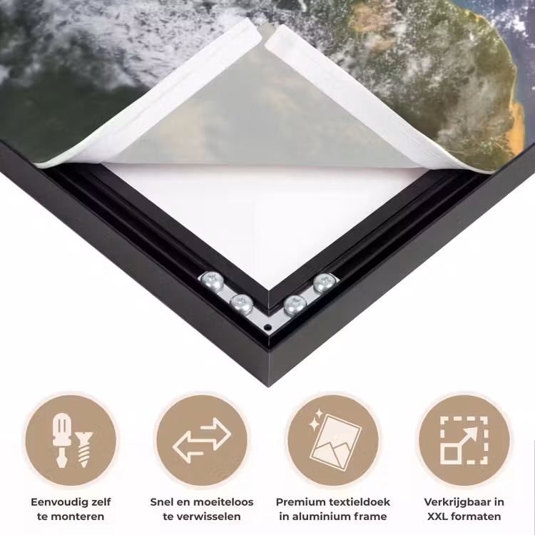 Art frame - Planeet - Ruimte - Kosmos - Planeet - Ruimte - Kosmos Textielframe zwart klein