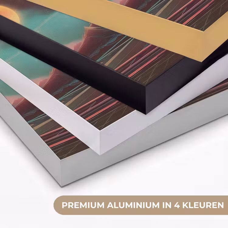 Planeten - Neon - Berglandschap - Zon Textielframe zwart klein -USP_kleurenNL