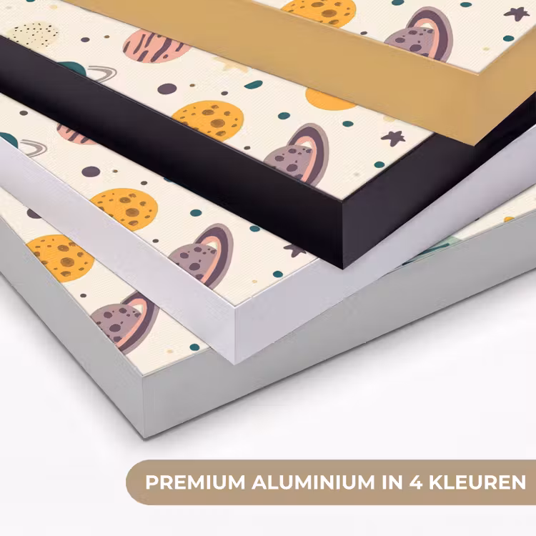 Planeten - Retro - Kleurrijk Textielframe zwart klein 947 -USP_kleurenNL