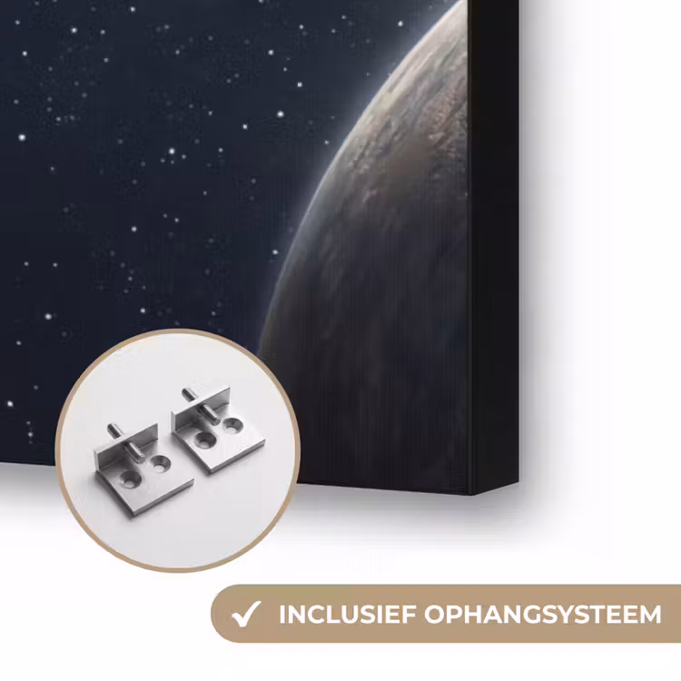 Planeten - Saturnus - Ruimte Textielframe zwart klein -USP_ophangsysteemNL