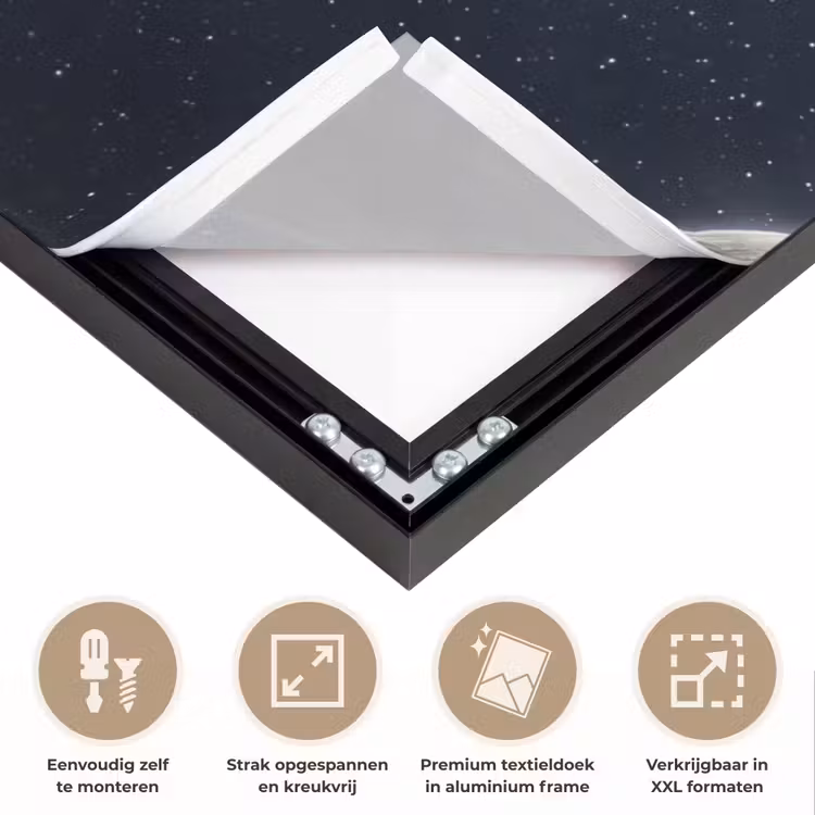 Planeten - Saturnus - Ruimte Textielframe zwart klein -USP_feed_closeupNL