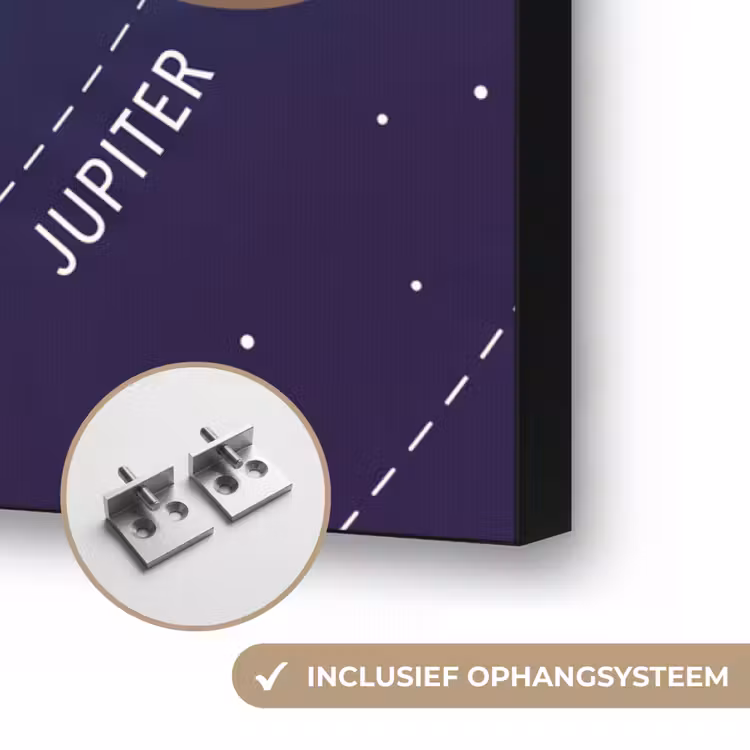 Planetenstelsel - Ruimte - Illustratie Textielframe zwart klein -USP_ophangsysteemNL