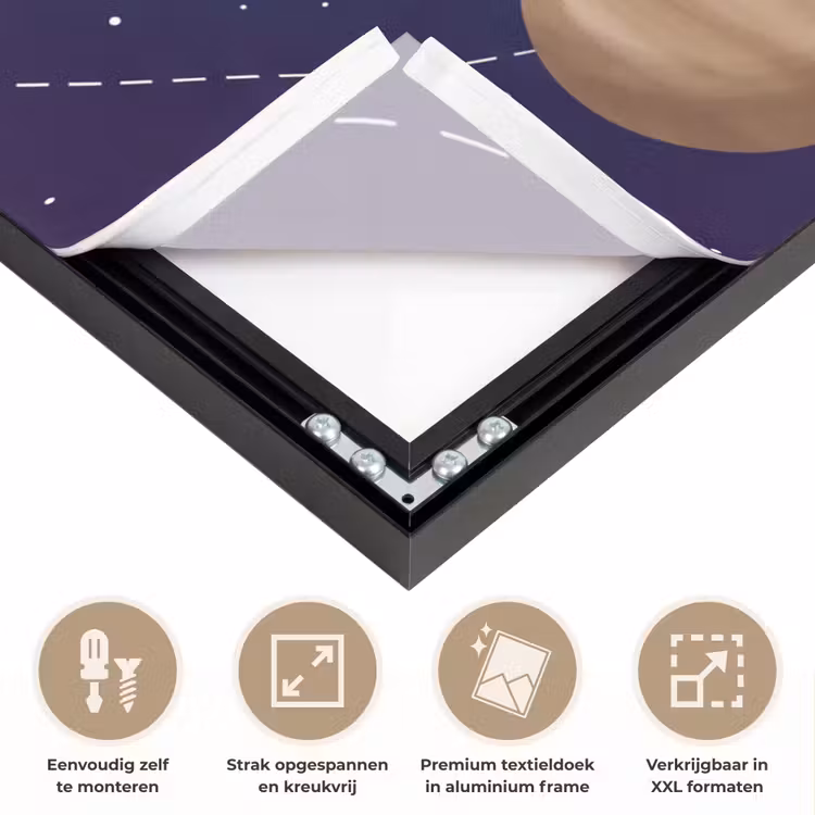 Planetenstelsel - Ruimte - Illustratie Textielframe zwart klein -USP_feed_closeupNL