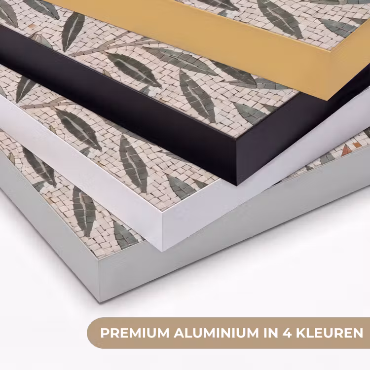 Plant - Blad - Mozaïek - Groen Textielframe zwart klein -USP_kleurenNL