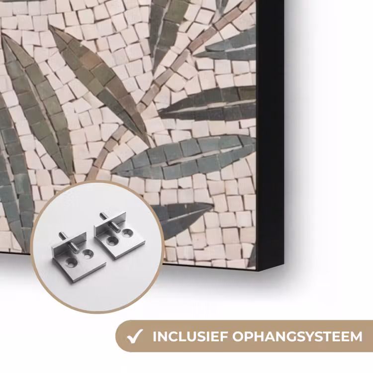 Plant - Blad - Mozaïek - Groen Textielframe zwart klein -USP_ophangsysteemNL