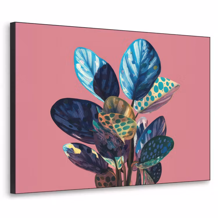 Plant - Bladeren - Stippen - Abstract Textielframe zwart klein -3d