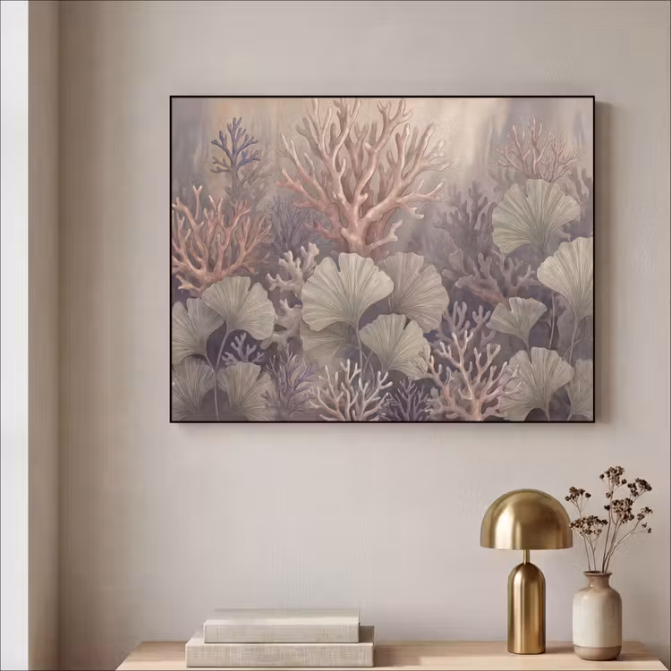 Plant - Bladeren - Zee - Illustratie - Groen Textielframe zwart klein -sfeer2