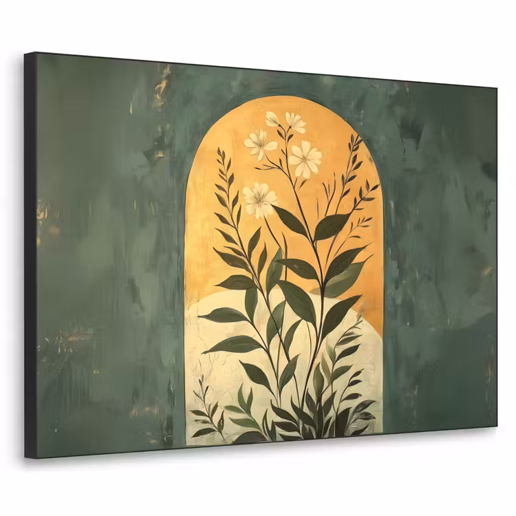 Plant - Bloemen - Wit Textielframe zwart klein -3d