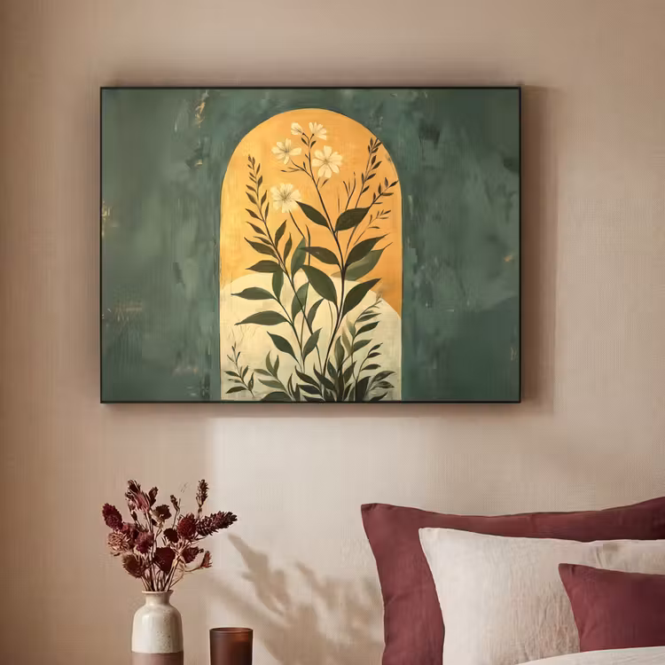 Plant - Bloemen - Wit Textielframe - compleet frame klein -sfeer1