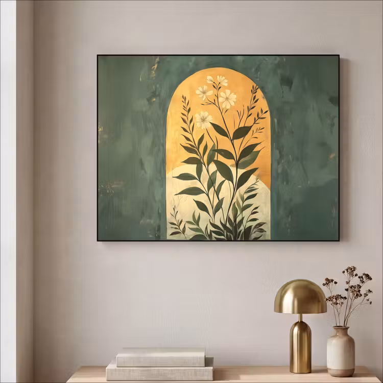 Plant - Bloemen - Wit Textielframe zwart klein -sfeer2