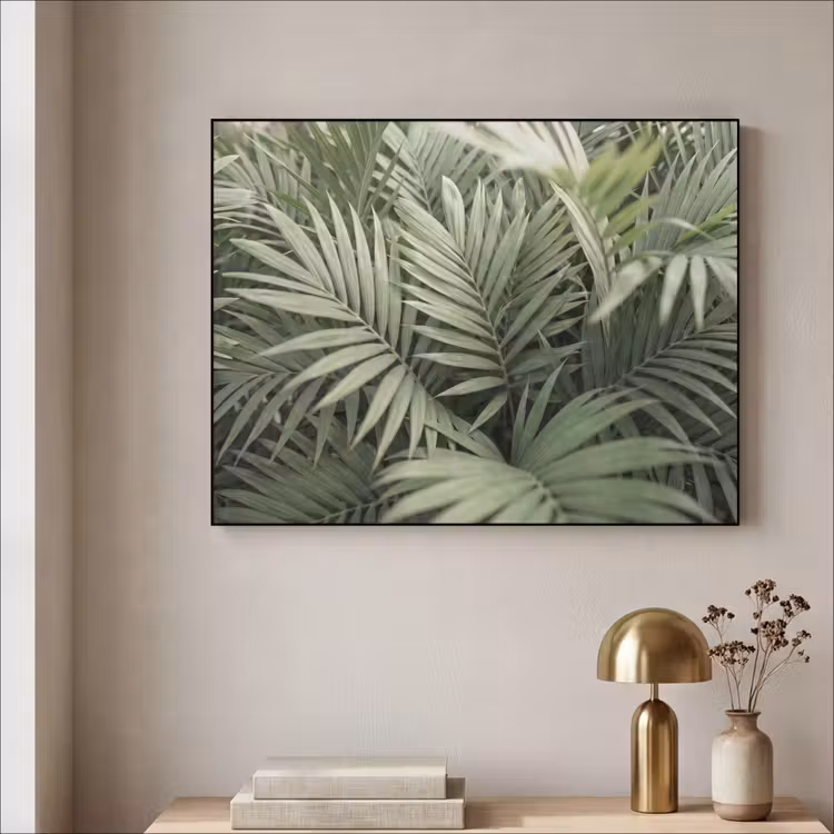 Plant - Palmbladeren - Natuur - Groen Textielframe zwart klein -sfeer2