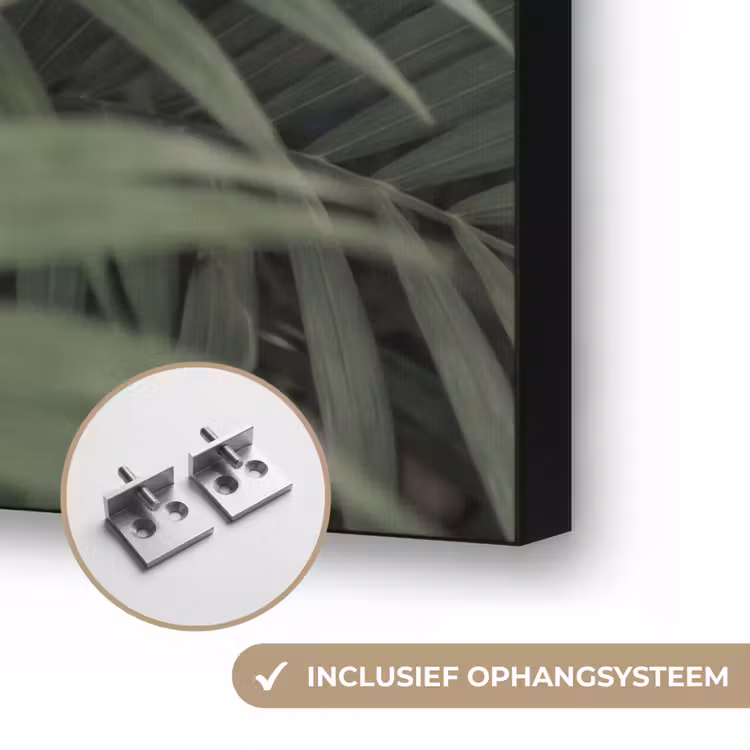 Plant - Palmbladeren - Natuur - Groen Textielframe zwart klein -USP_ophangsysteemNL