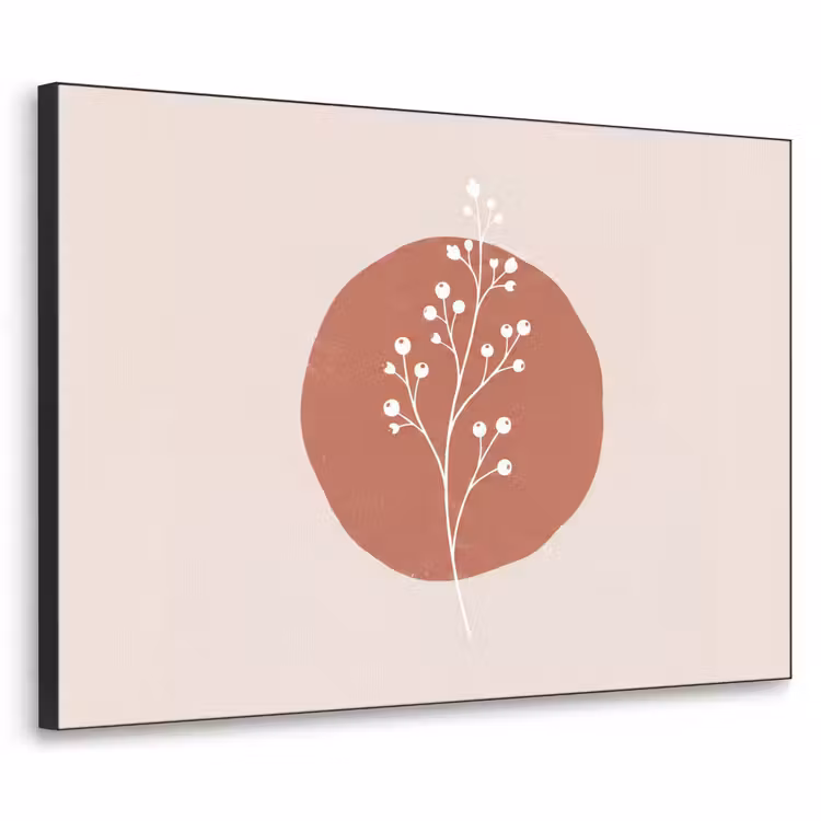 Plant - Tak - Abstract - Modern - Wit Textielframe zwart klein -3d