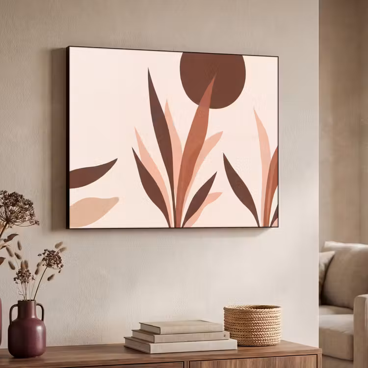 Planten - Abstract - Natuur - Bruin Textielframe zwart klein -sfeer3