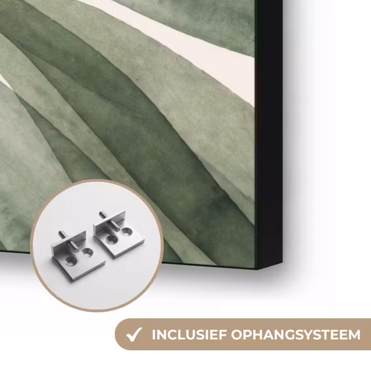Planten - Abstract - Waterverf - Groen - Natuur Textielframe zwart klein -USP_ophangsysteemNL