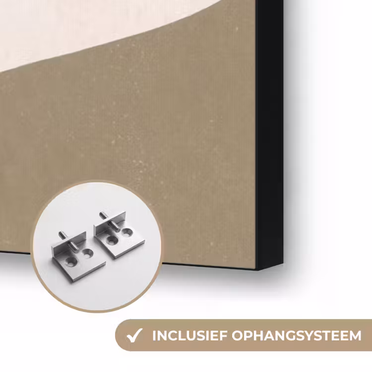 Planten - Bladeren - Abstract - Modern - Beige Textielframe zwart klein -USP_ophangsysteemNL