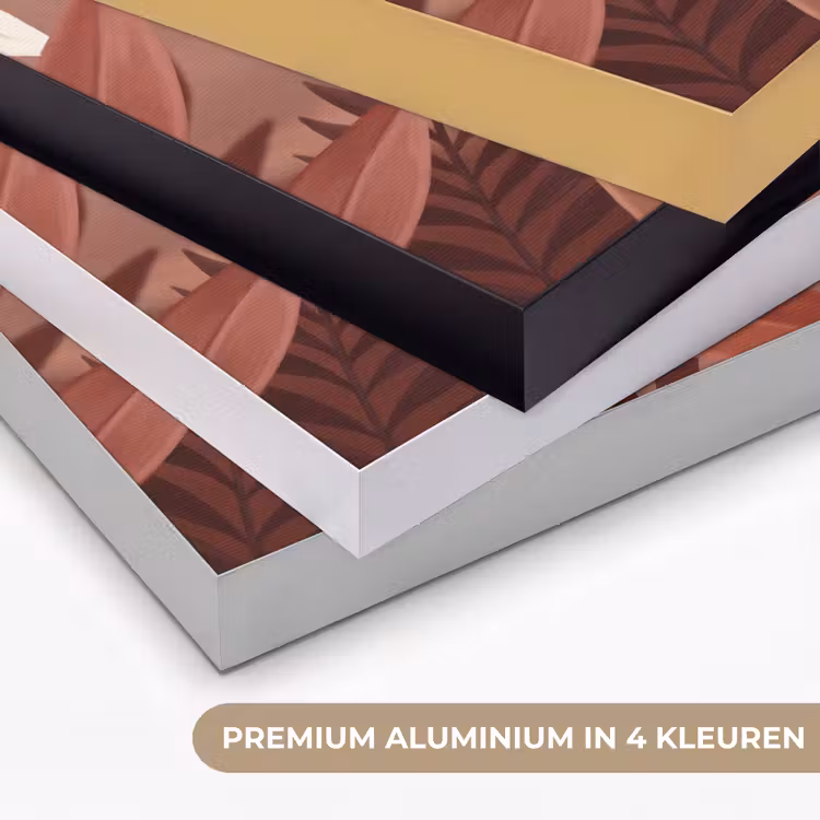 Planten - Bladeren - Botanisch - Modern - Bruin Textielframe zwart klein -USP_kleurenNL