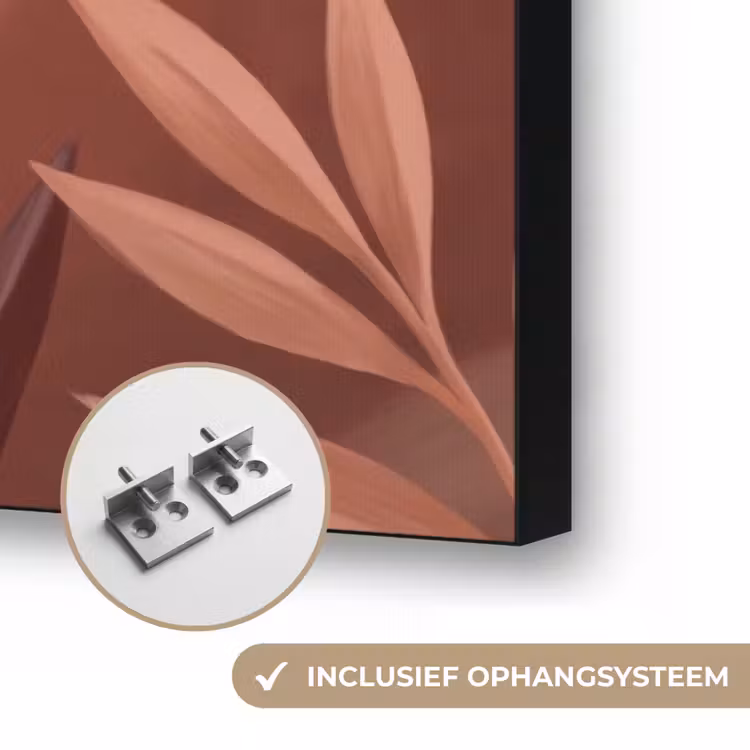 Planten - Bladeren - Botanisch - Modern - Bruin Textielframe zwart klein -USP_ophangsysteemNL