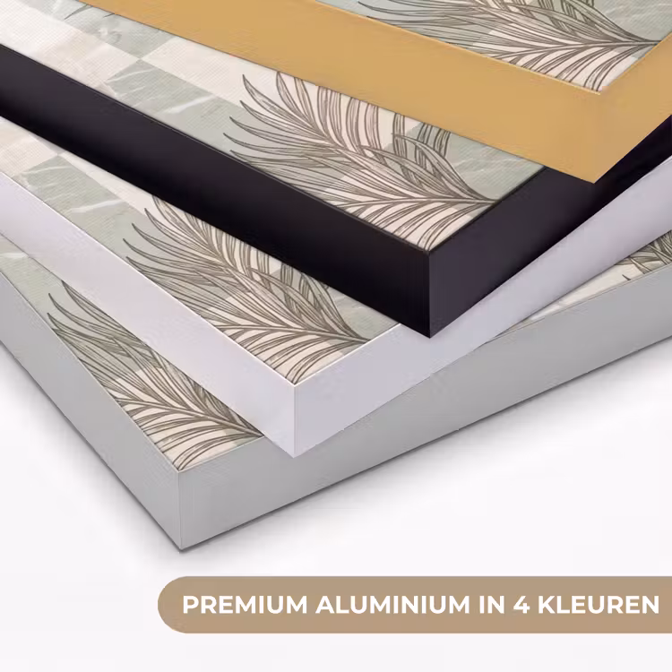 Planten - Bladeren - Marmer - Modern - Groen Textielframe zwart klein -USP_kleurenNL