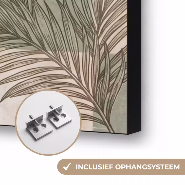 Planten - Bladeren - Marmer - Modern - Groen Textielframe zwart klein -USP_ophangsysteemNL