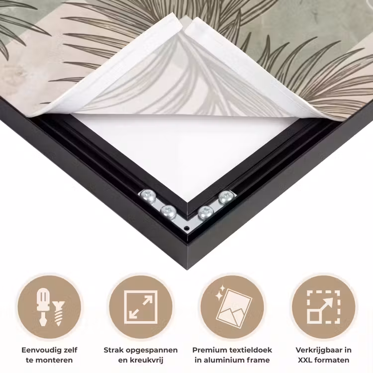Planten - Bladeren - Marmer - Modern - Groen Textielframe zwart klein -USP_feed_closeupNL