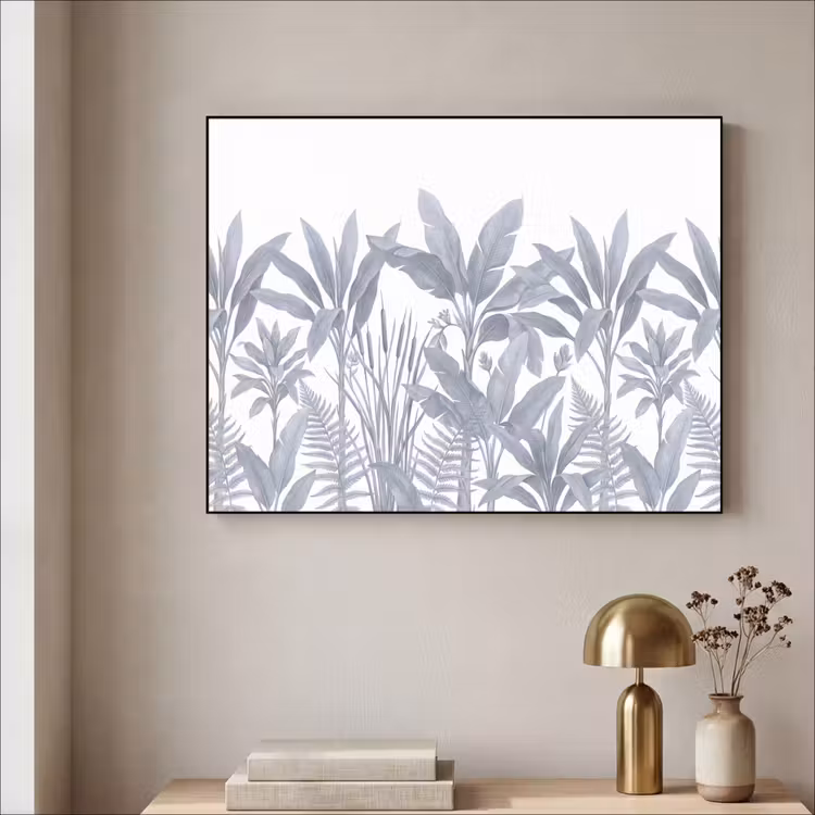 Planten - Bladeren - Natuur - Grijs Textielframe zwart klein -sfeer2