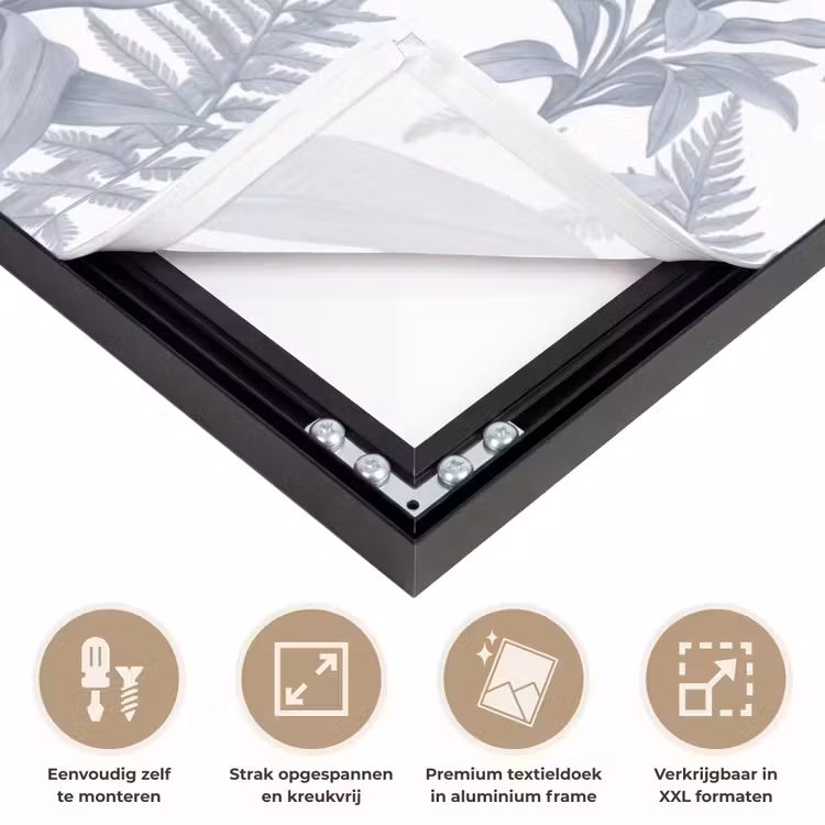 Planten - Bladeren - Natuur - Grijs Textielframe zwart klein -USP_feed_closeupNL