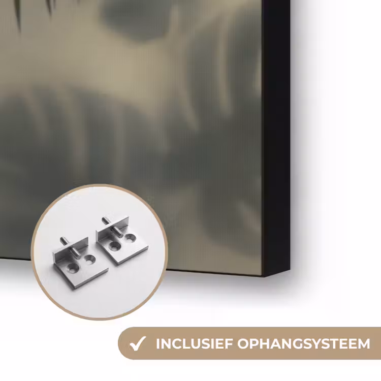 Planten - Bladeren - Schaduwen - Groen - Modern Textielframe zwart klein -USP_ophangsysteemNL