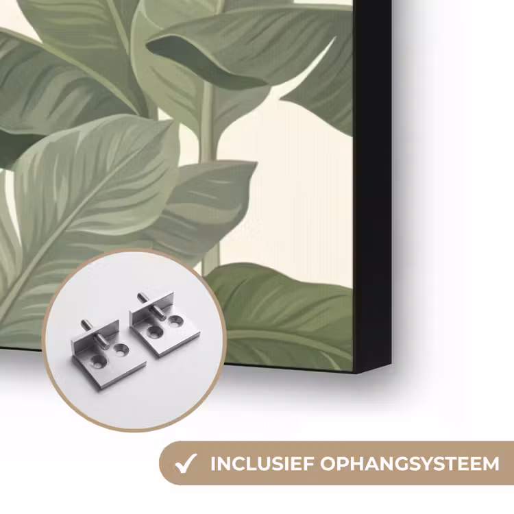 Planten - Bladeren - Tropisch - Groen Textielframe zwart klein -USP_ophangsysteemNL
