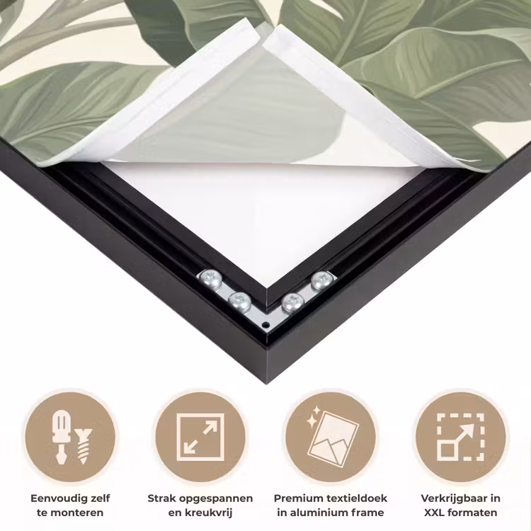 Planten - Bladeren - Tropisch - Groen Textielframe zwart klein -USP_feed_closeupNL