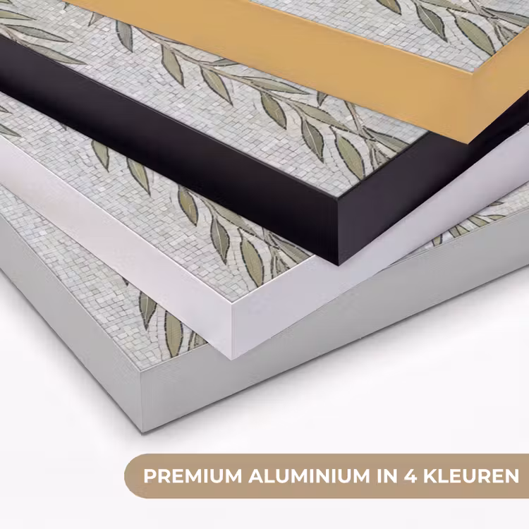 Planten - Mozaïek - Patroon - Groen - Blauw Textielframe zwart klein -USP_kleurenNL
