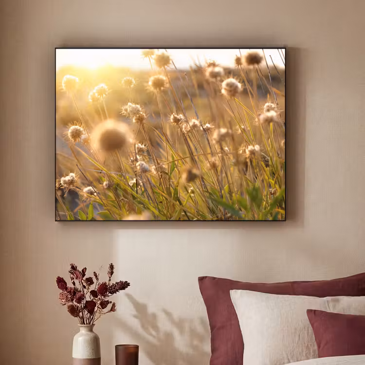 Planten - Natuur - Bloemen - Zon - Horizon Textielframe zwart klein -sfeer1