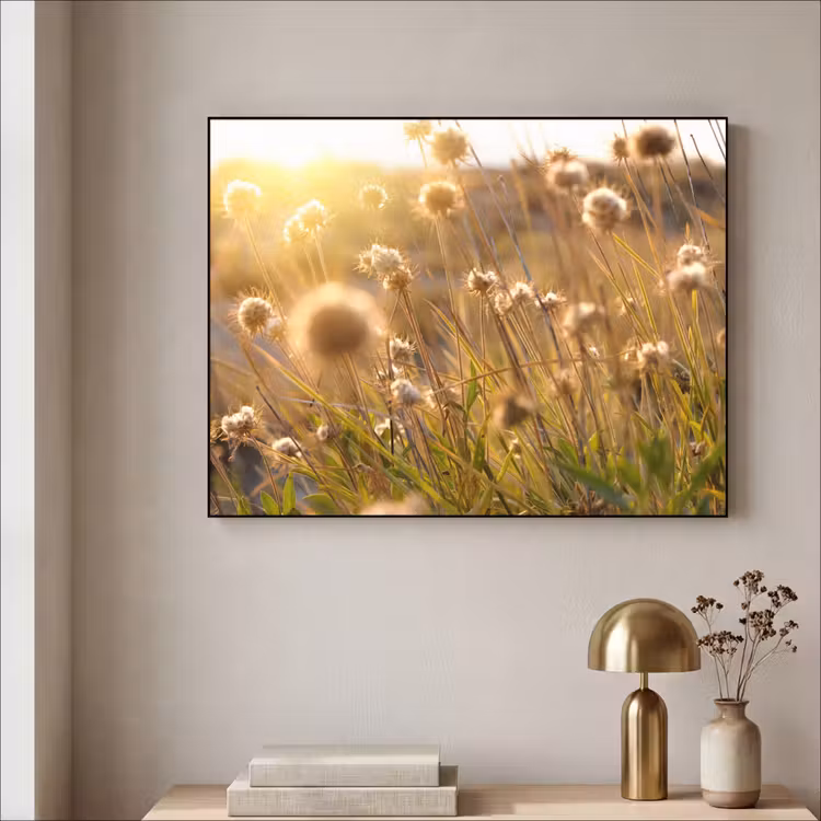 Planten - Natuur - Bloemen - Zon - Horizon Textielframe zwart klein -sfeer2